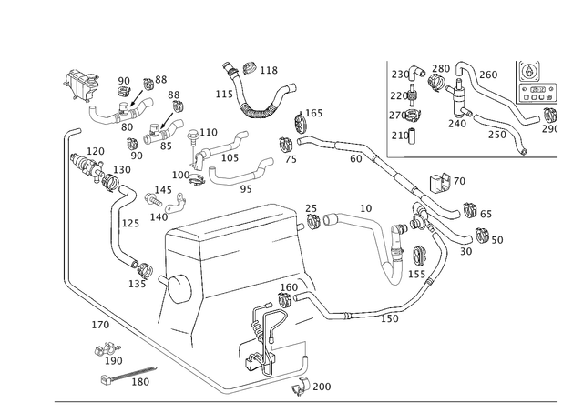 2038304096 - Heating and Ventilation: Hose for Mercedes-Benz: C230, C280, C350, CLK320, CLK350, CLK500, CLK55 AMG, CLK550 Image image