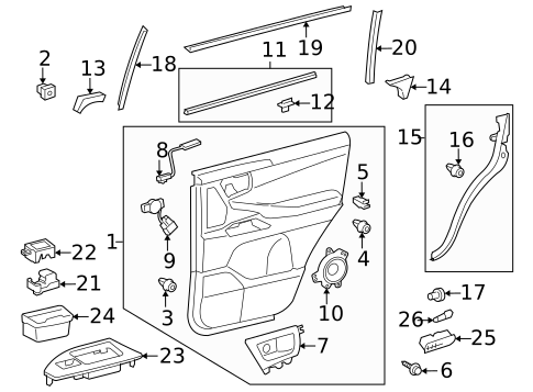 Interior Trim - Rear Door for 2011 Lexus LX570 #0