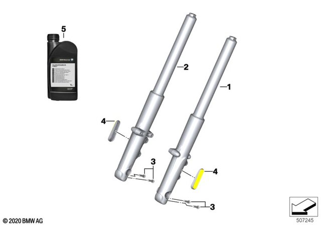 31427105801 - Front Axle, Front Suspension: Fork Leg Left - Black for BMW-Motorrad Image