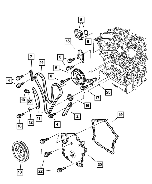 68036787AB - Engine 2.7L Six Cylinder: Timing Chain Guide for Chrysler: 300, Concorde, Sebring | Dodge: Avenger, Charger, Intrepid, Magnum, Stratus Image