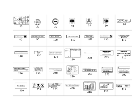 Type Plate, Guide Signs for 2008 Mercedes-Benz E320 #0