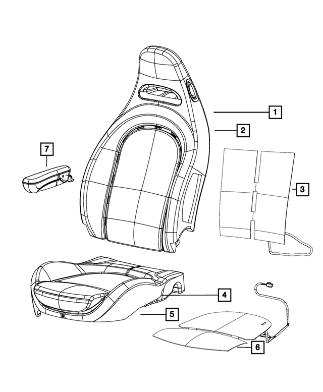 5SE76JXWAA - Interior Trim: Front Seat Back Cover, Right for Mopar Image