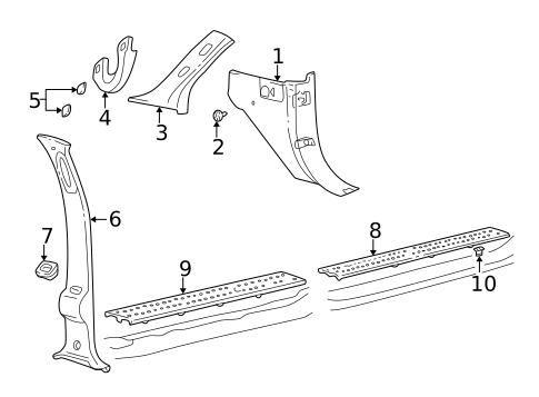 Interior Trim - Pillars for 2004 Ford Excursion #0