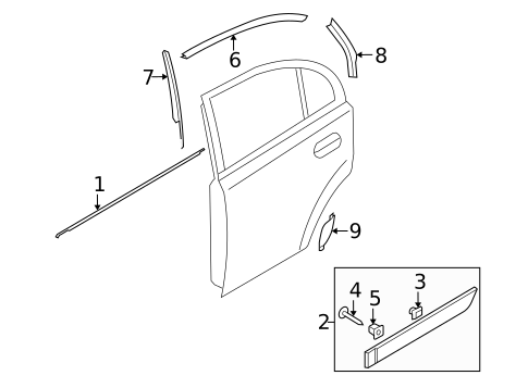 Exterior Trim - Rear Door for 2006 Kia Rio5 #0