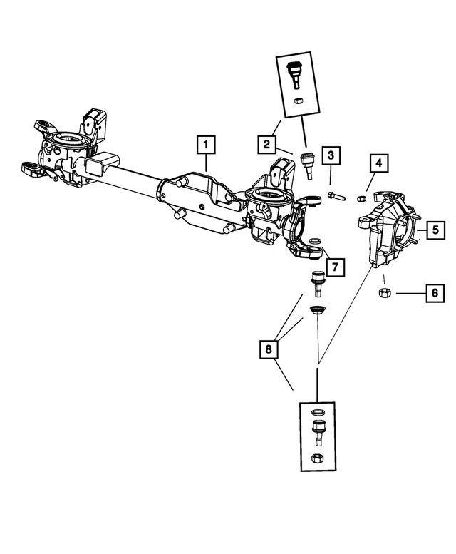 5086673AB - Front Axle; Two Wheel Drive; Differential and Drive Line: Steering Knuckle Socket Nut, Upper for Mopar Image