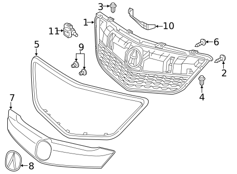Grille & Components for 2015 Acura MDX #0