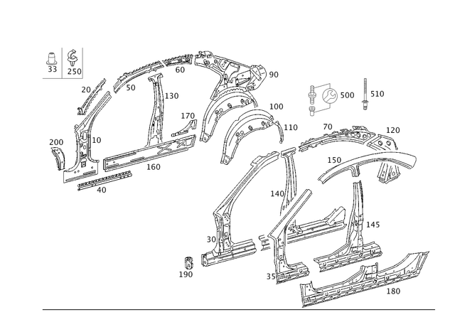 2036307901 - Side Panels: Side Wall for Mercedes-Benz: C230, C280, C32 AMG, C350, C55 AMG Image image