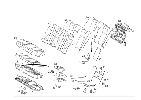 Rear Seat Cushion, Rear Backrest for 1998 Mercedes-Benz E430 #0