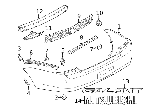 Bumper & Components - Rear for 2007 Mitsubishi Galant #0