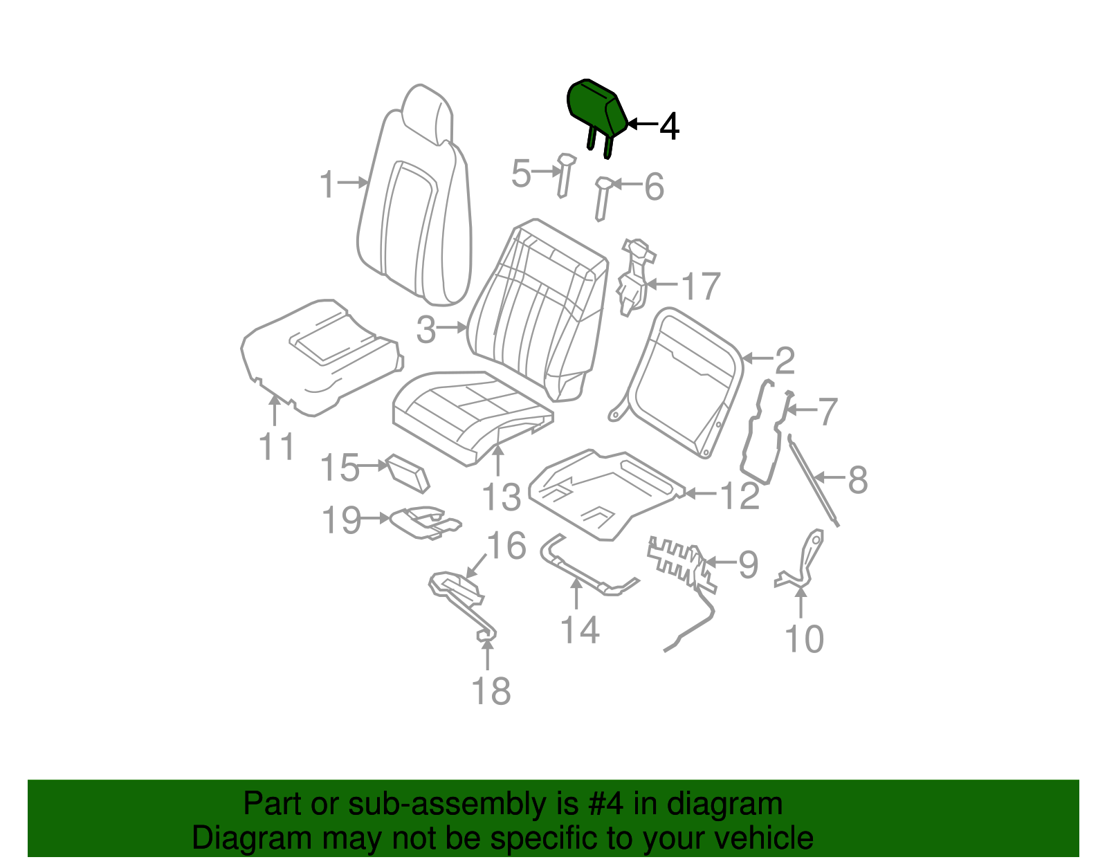 OEM Genuine Headrest – For 2015-2019 Ford F-150, F-250 Limited Crew Cab, Part # FU5Z-96611A08-BA