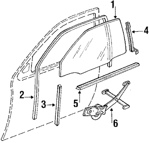 Glass - Front Door for 1989 Pontiac LeMans #0