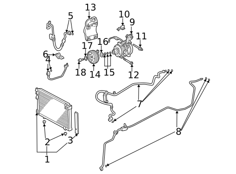 Condenser, Compressor & Lines for 2001 Toyota Highlander #0