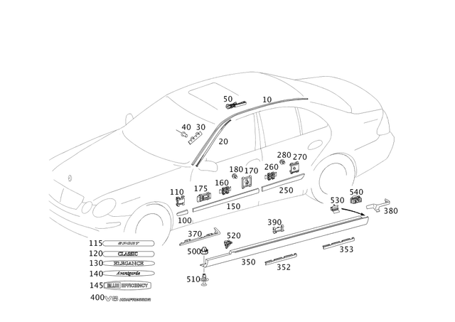 21169032629040 - Covering and Lining: Strip for Mercedes-Benz: E320, E500 Image image