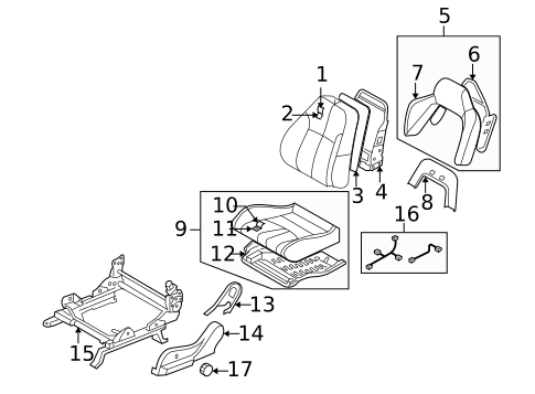 Front Seat Components for 2008 Nissan 350Z #11