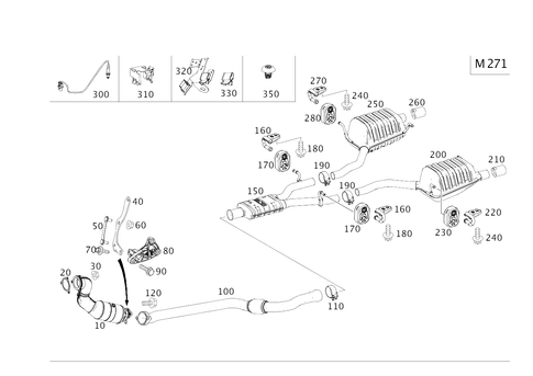 Exhaust System Used on Four-Cylinder Gasoline Vehicles for 2012 Mercedes-Benz SLK250 #0