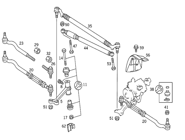2404600119 - Steering: Intermediate Lever for Mercedes-Benz: 300SD, 400SE, 400SEL, 500SEC, 500SEL, 600SEL, S420 Image
