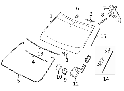 Glass - Windshield for 2013 INFINITI JX35 #0
