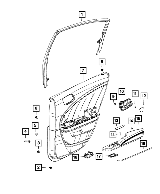 6RA261K5AD - : Rear Door Trim Panel Assembly, Right for Mopar Image