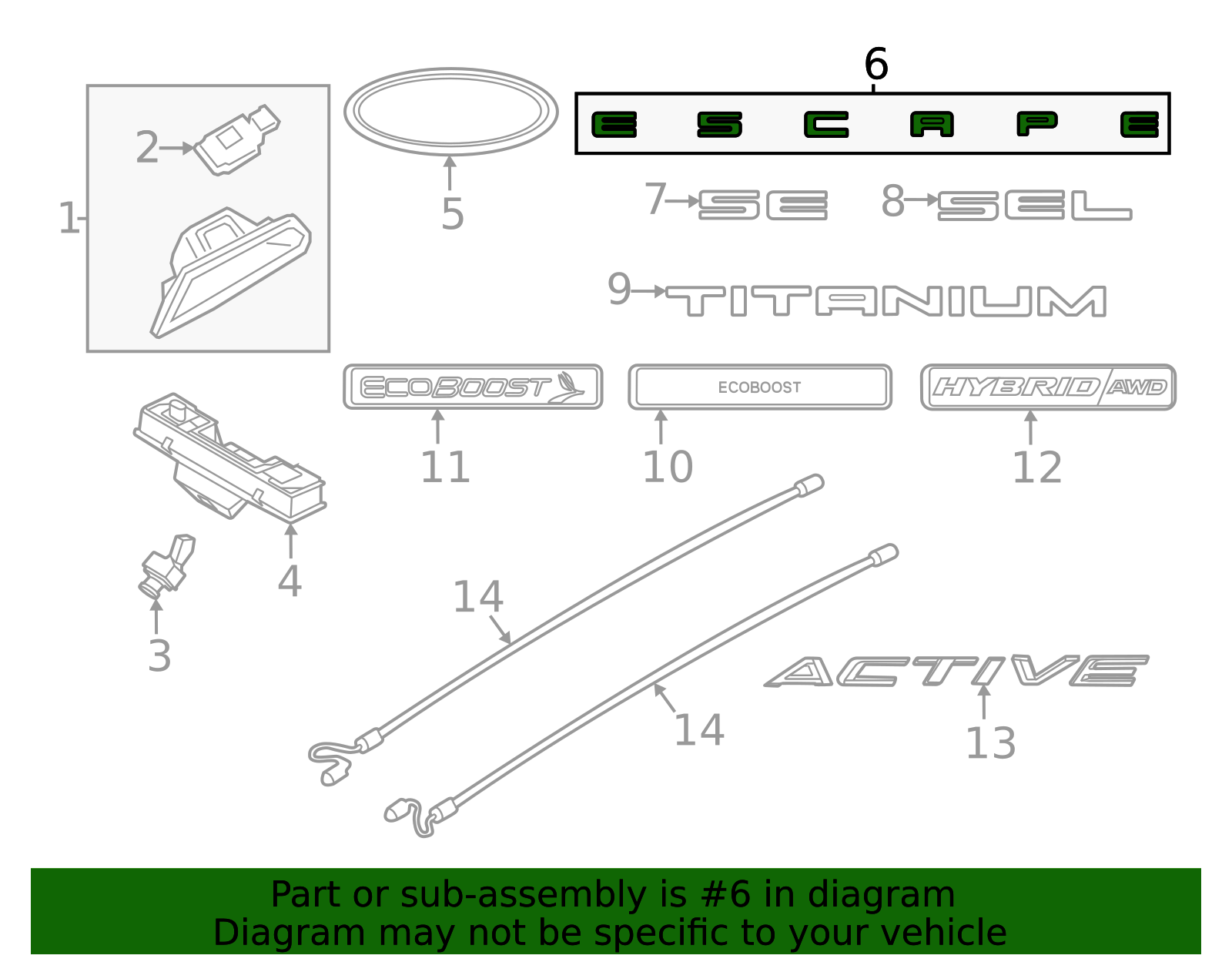 LJ6Z-7842528-A - Hatch Emblem - 2020-2025 Ford Escape | Eastgate