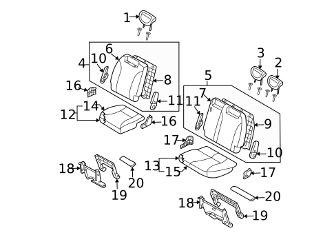 Rear Seat Components for 2008 Kia Sedona #1