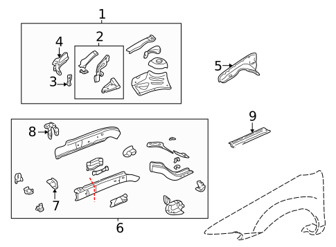 Structural Components & Rails for 2004 Pontiac Grand Am #0