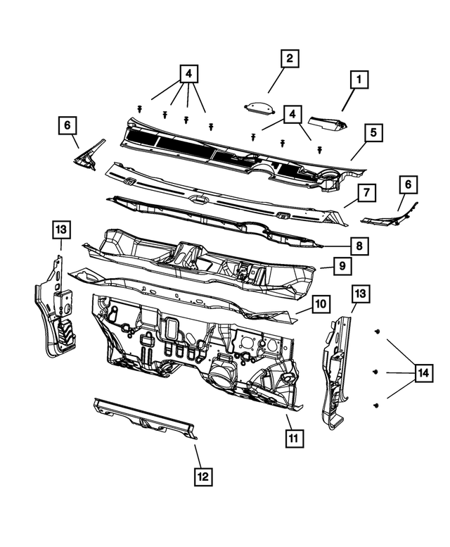 68087533AA - Body Sheet Metal Except Doors: Cowl Grille Cover for Mopar Image