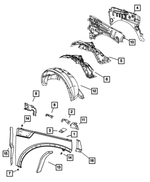 55360847AA - Body Sheet Metal Except Doors: Fender Reinforcement, Left for Mopar Image