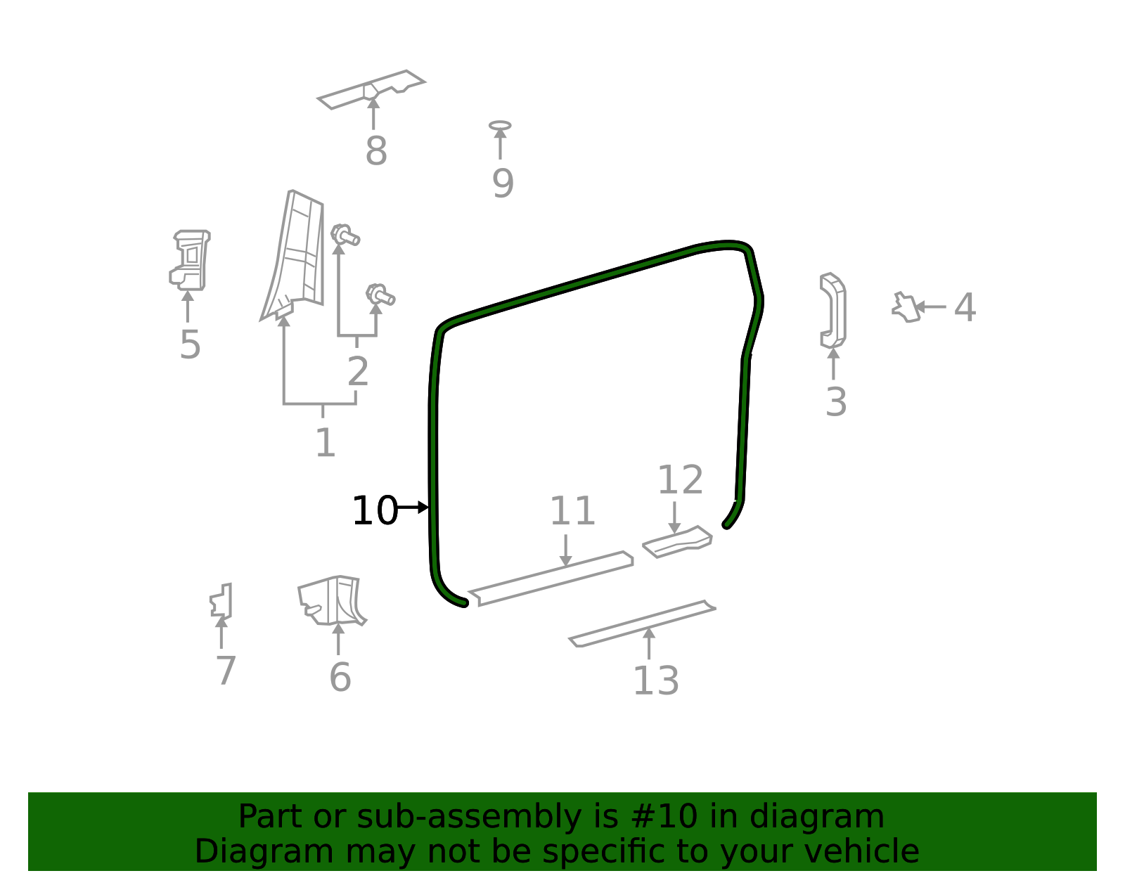 2007-2014 Toyota FJ Cruiser Weather-Strip On Body 62311-35040 | MotorMotor