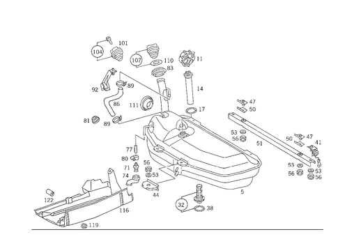 Fuel Tank with Detachable Parts for 1990 Mercedes-Benz 300TE #1