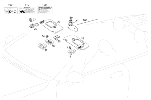 Sun Visor, Interior Mirror, Grab Handle for 2022 Mercedes-Benz E53 AMG #0