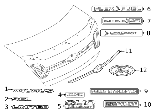Exterior Trim - Trunk for 2018 Ford Special Service Police Sedan #0