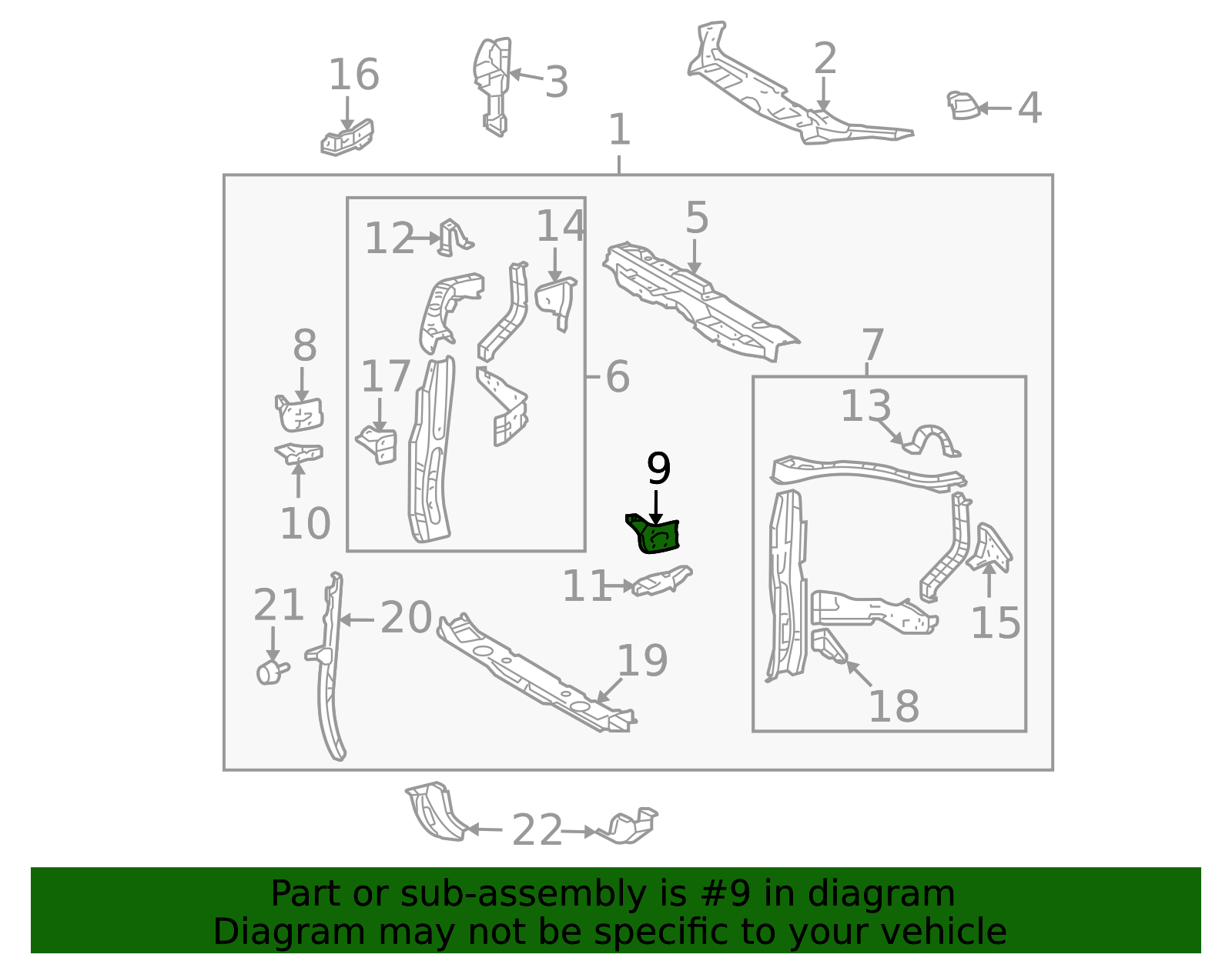 2011 Toyota Highlander Radiator Support Panel Reinforcement 57226-48040 ...