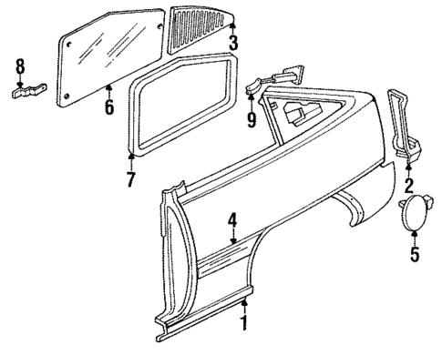 Quarter Panel & Components for 1989 Pontiac LeMans #0