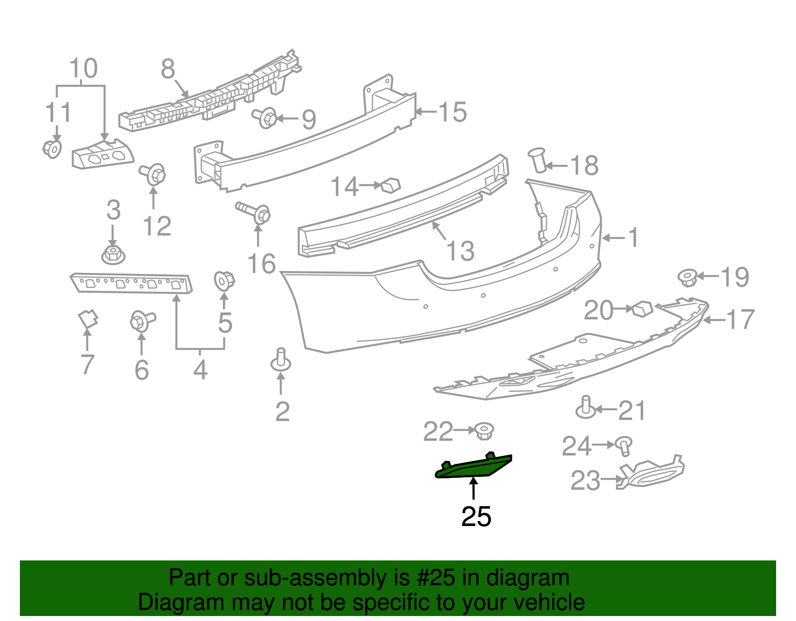 thumbnail image 2 of Pair Rear Bumper Reflectors For 2016-2022 Chevy Malibu - Driver & Passenger Side - Replace 23174490, GM1184113, GM1185113 2 of 6