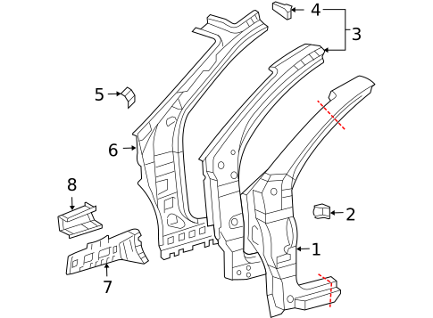 Hinge Pillar for 2009 Toyota Sienna #0