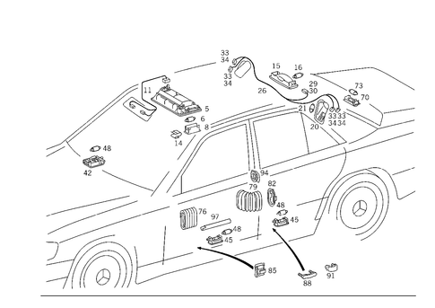 Interior Lamps for 1993 Mercedes-Benz 500E #1