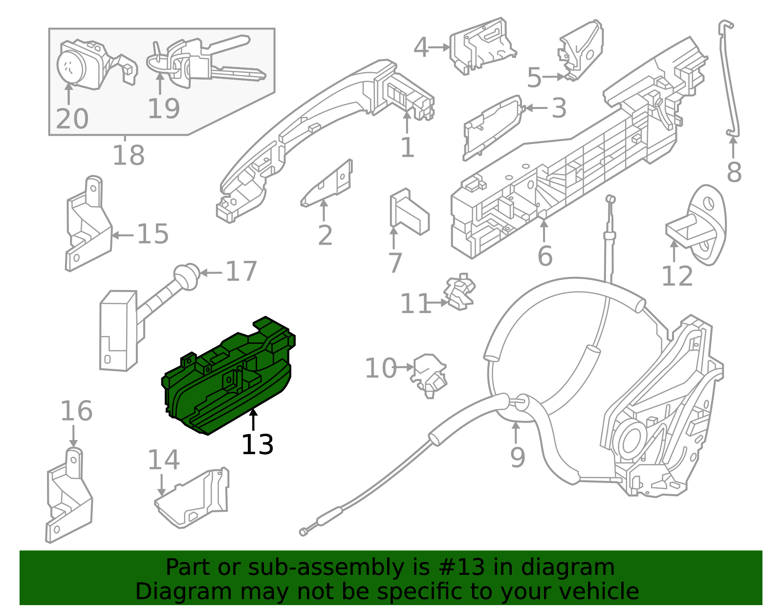 2021-2025 Nissan Interior Door Handle 80670-6RA0A | Parts Nissan
