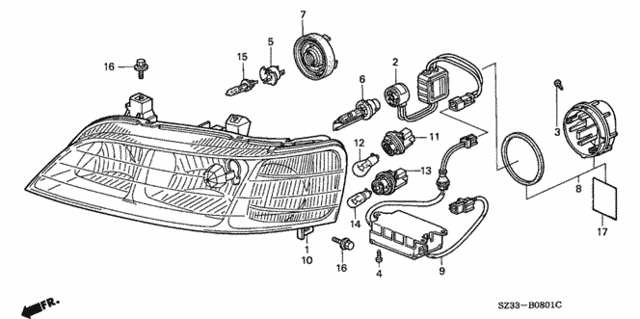 Headlight ('99-'03) for 2002 Acura RL #0