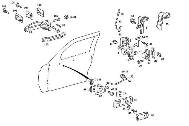 1267605406 - Doors: Master Key for Mercedes-Benz: 260E, 280SE, 300CE, 300E, 300SE, 300TE, 380SEC, 380SEL, 400E, 400SEL, 500E, 500SEC, 500SEL, 500SL, 560SEC, 560SEL, 560SL, 600SEL, 600SL Image image