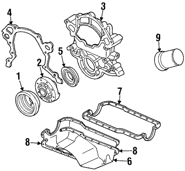 E1AZ6A312A - Engine: Pulley for Ford: Country Squire, LTD, LTD Crown Victoria, Mustang, Thunderbird | Lincoln: Continental, Mark VII, Town Car | Mercury: Capri, Colony Park, Cougar, Grand Marquis, Marquis Image