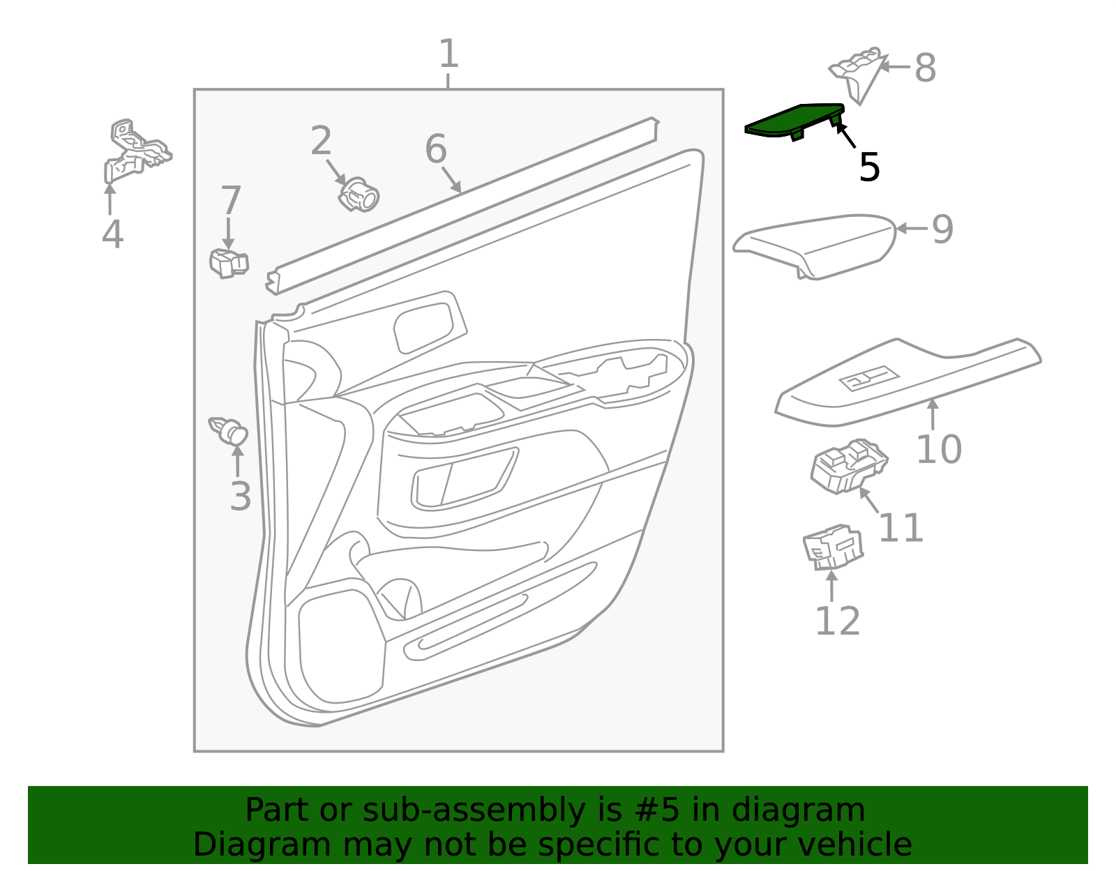 83506-T0A-A01ZA - Door Interior Trim Panel Cap 2012-2016 Honda CR-V ...