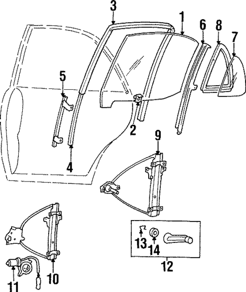 Glass - Rear Door for 1998 Hyundai Sonata #0