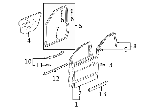 Door & Components for 2005 Acura MDX #0