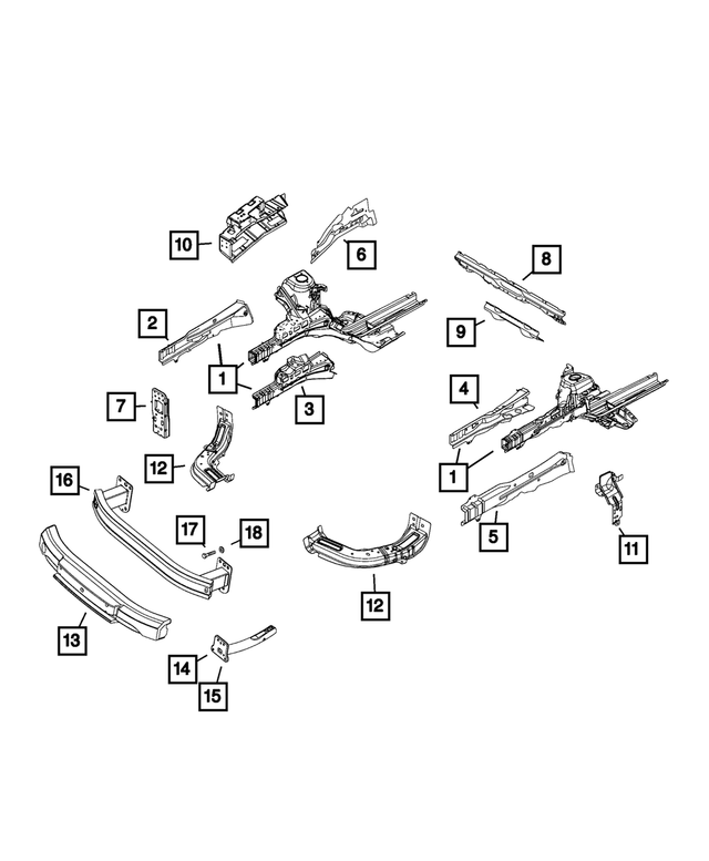 68378545AA - Frame, Bumper and Fascia: Frame Side Rail for Mopar Image