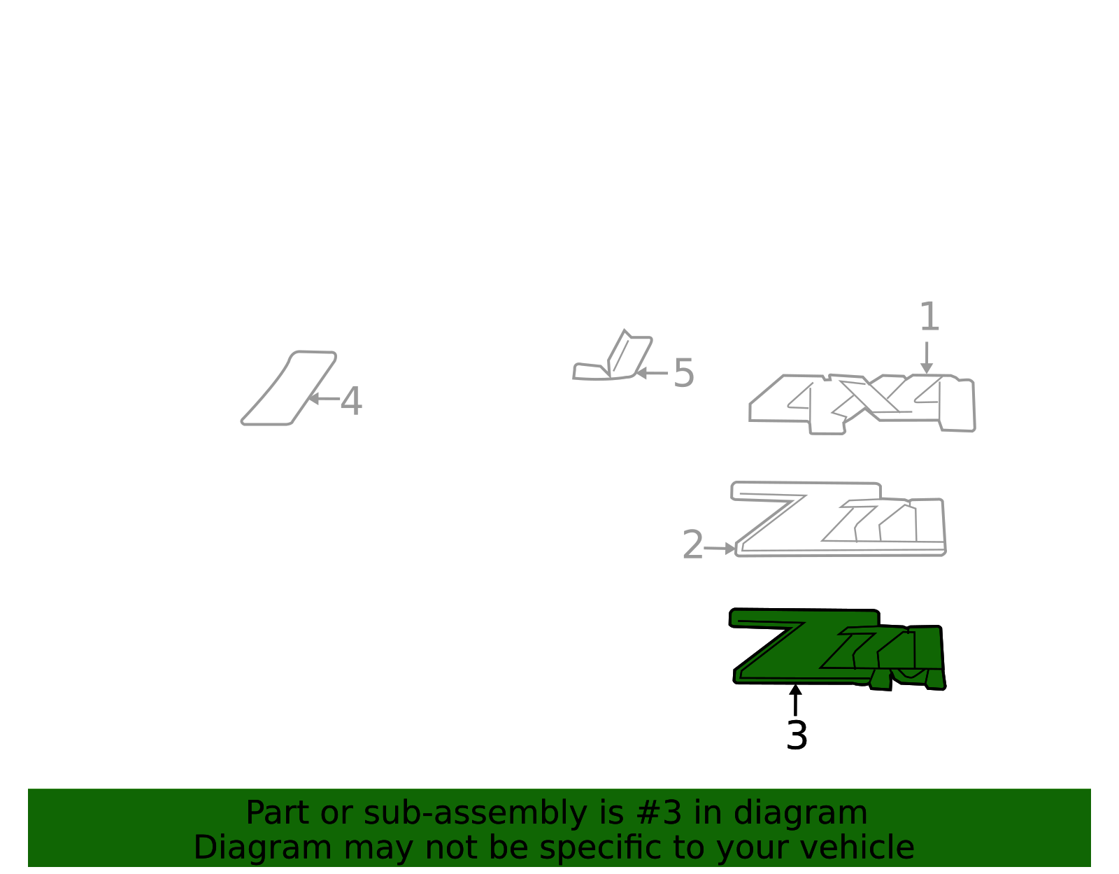 GM 25798300 Pickup Box Side Rear Decal | Genuine GM & AC Delco OEM ...