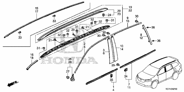 Molding - Roof Rail for 2016 Honda Pilot #0