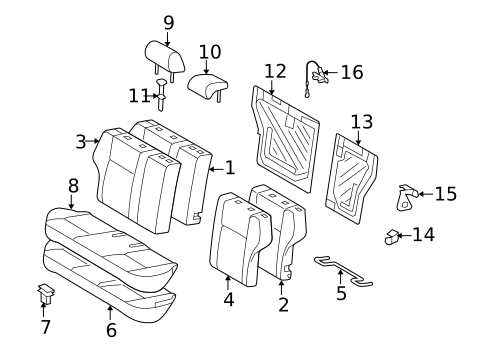 Rear Seat Components for 2011 Toyota Corolla #0