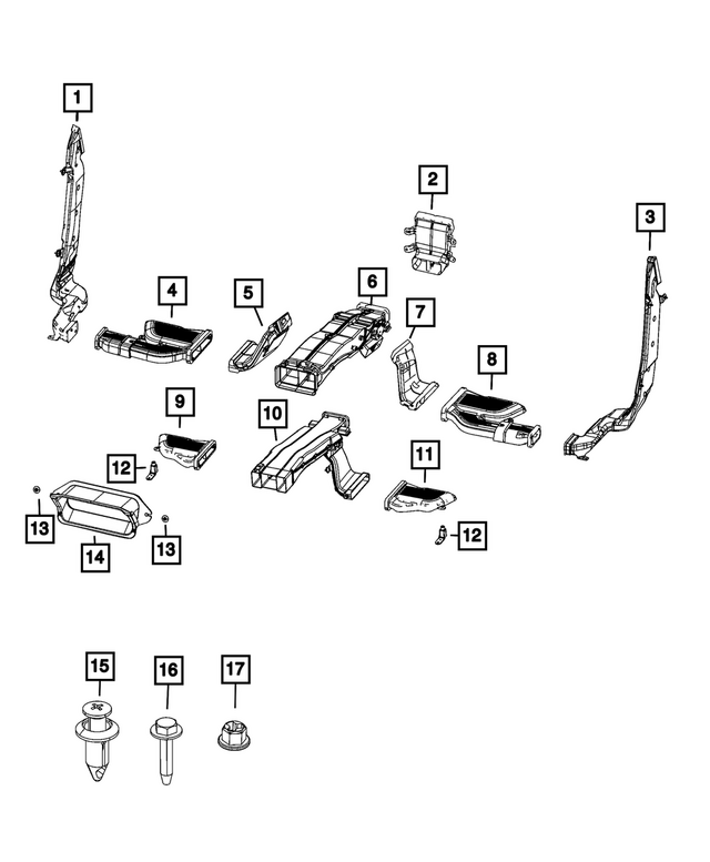68405521AG - Air Conditioners and Heaters: Floor Duct for Mopar Image