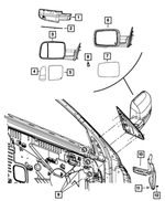 68412768AC - Doors, Door Mirrors and Related Parts: Outside Rearview Mirror, Right for Mopar Image