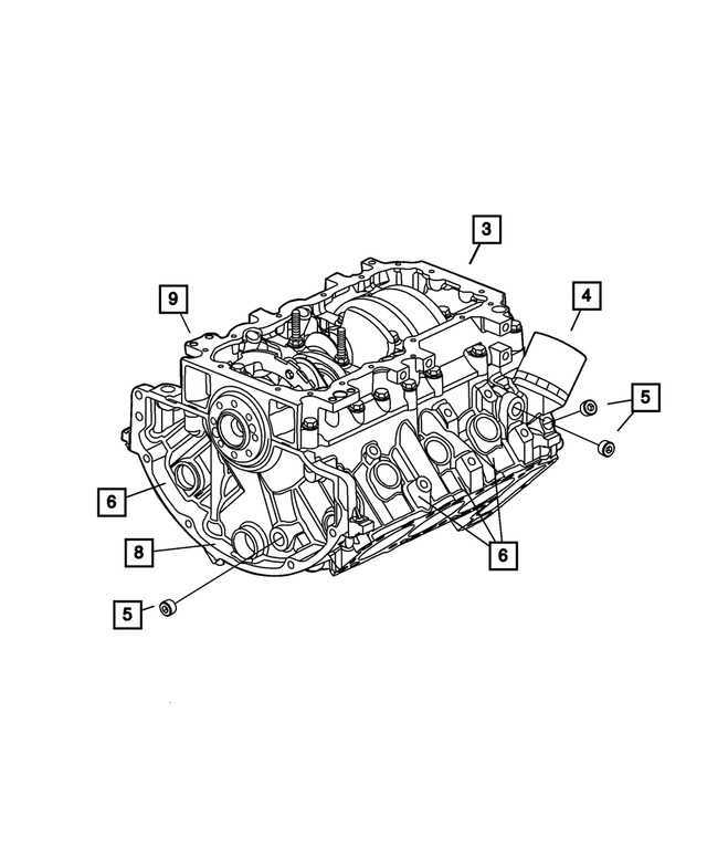 5069216AC - Engine 3.7L Six Cylinder: Short Block for Mopar Image